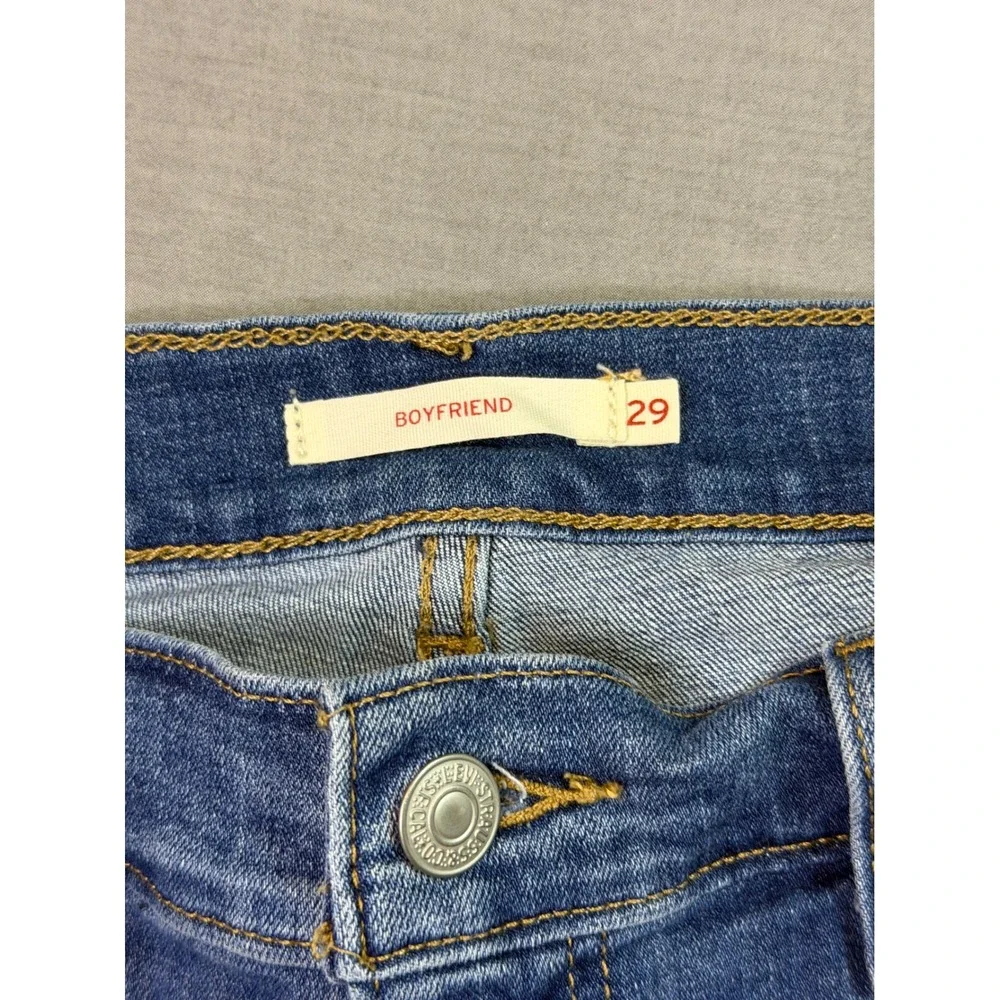 Levi's Boyfriend Jeans Womens 29‎ Blue Good Distressed Ripped Denim 19887-0266